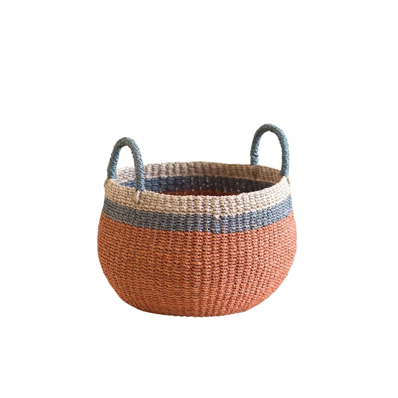 Thumbnail of Coral Tabletop Catch-All With Handle - Handcrafted Baskets image