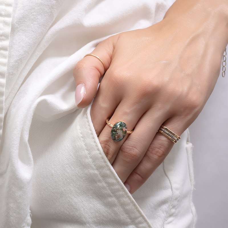 Thumbnail of Gemstone Gold Oval Statement Ring image