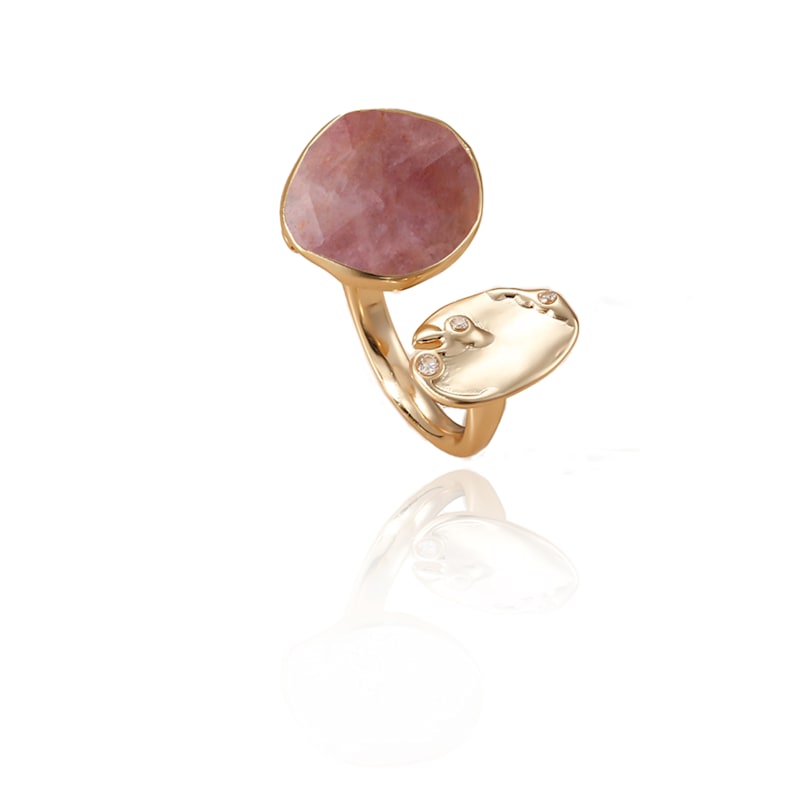 Thumbnail of Strawberry Quartz Gemstone Huggie Ring image