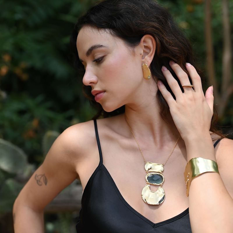Thumbnail of Gemstone Statement Goddess Necklace Blue image