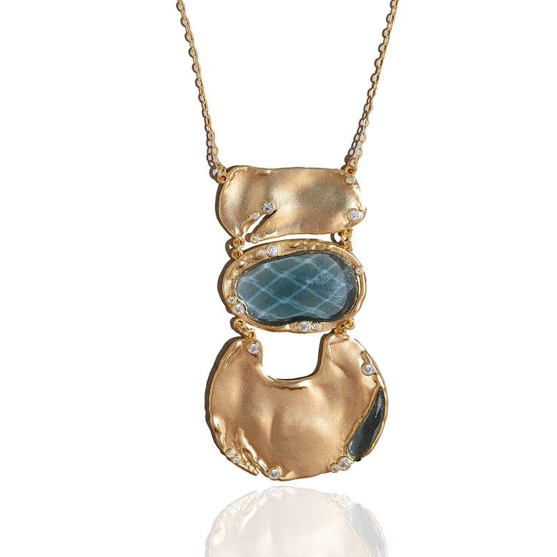 Thumbnail of Gemstone Statement Goddess Necklace Blue image