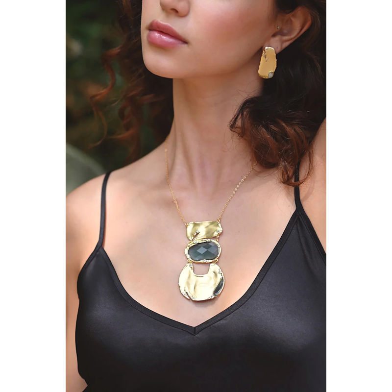 Thumbnail of Gemstone Statement Goddess Necklace Blue image