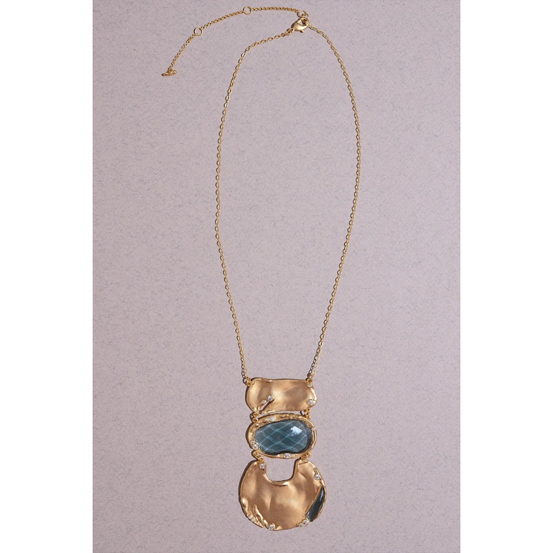 Thumbnail of Gemstone Statement Goddess Necklace Blue image