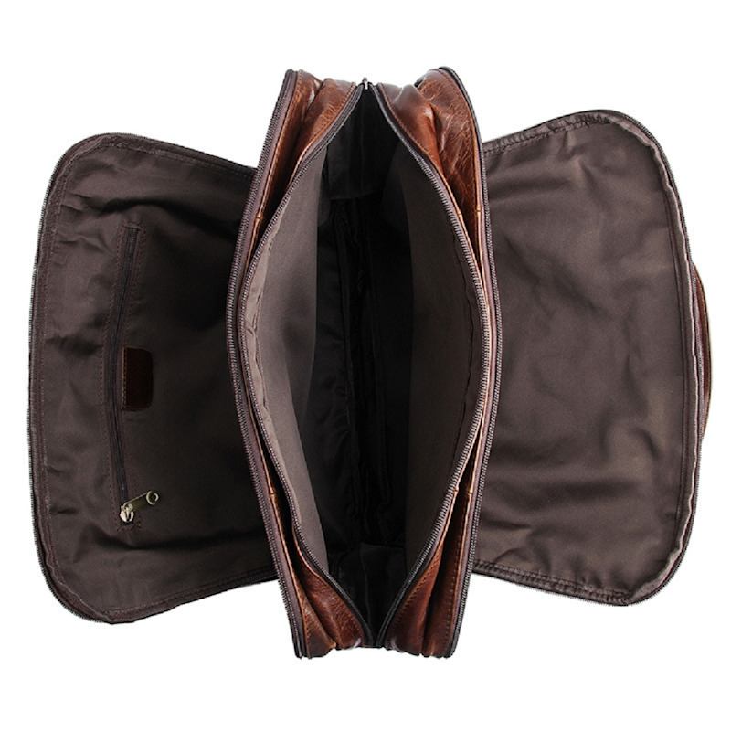 Thumbnail of Genuine Leather Briefcase With Luggage Strap - Dark Brown image
