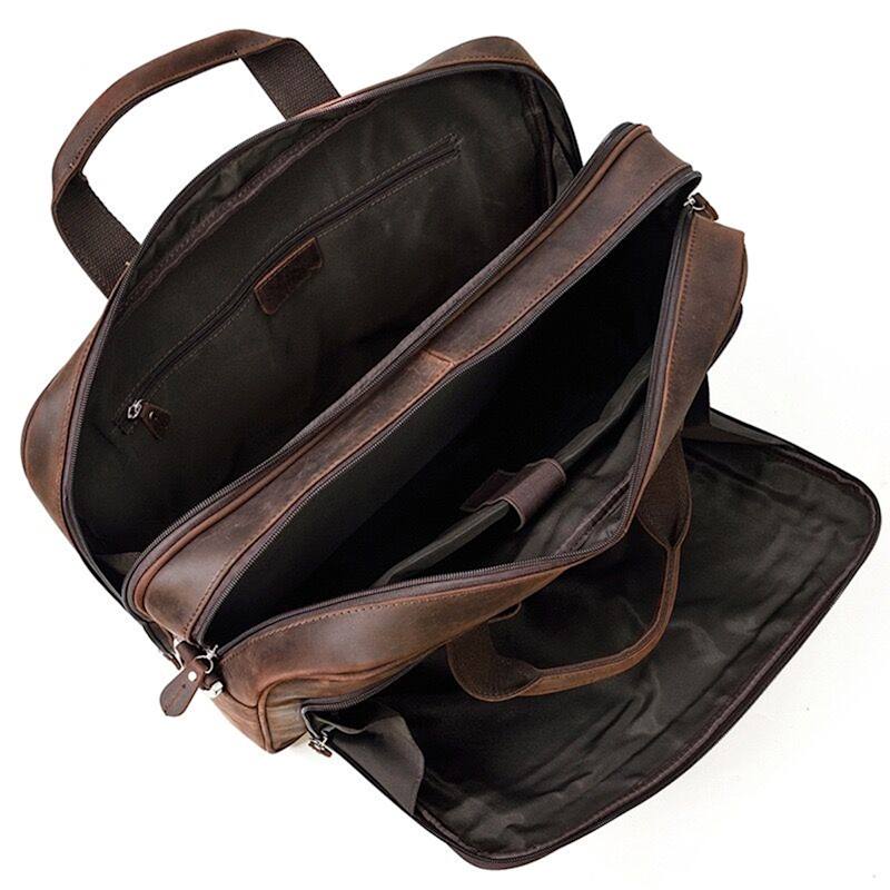 Thumbnail of Genuine Leather Briefcase With Luggage Strap - Vintage Brown image