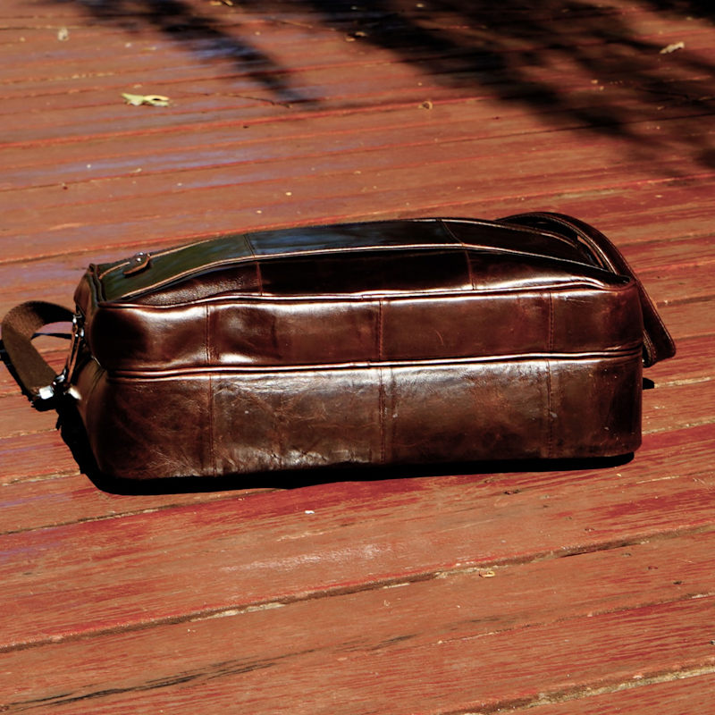Thumbnail of Genuine Leather Briefcase With Zip Pockets - Vintage Brown image