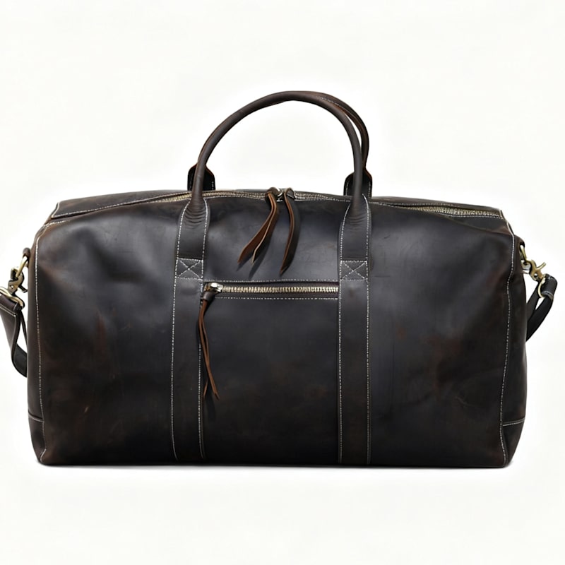 Thumbnail of Genuine Leather Duffel Travel Bag - Vintage Brown image