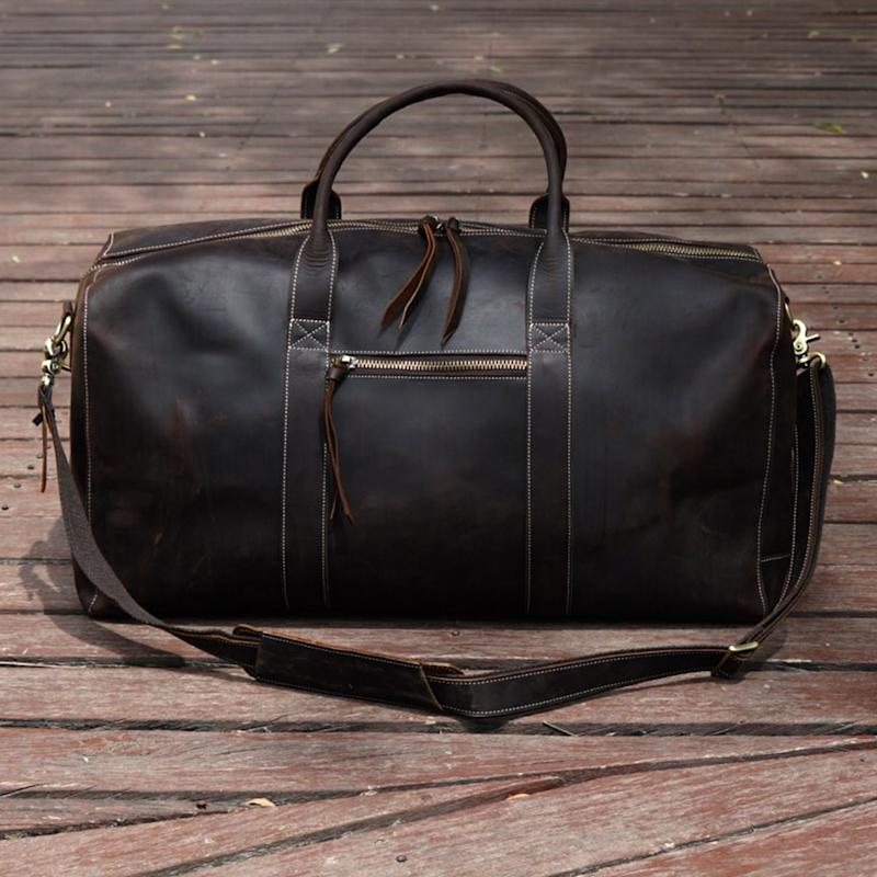 Thumbnail of Genuine Leather Duffel Travel Bag - Vintage Brown image