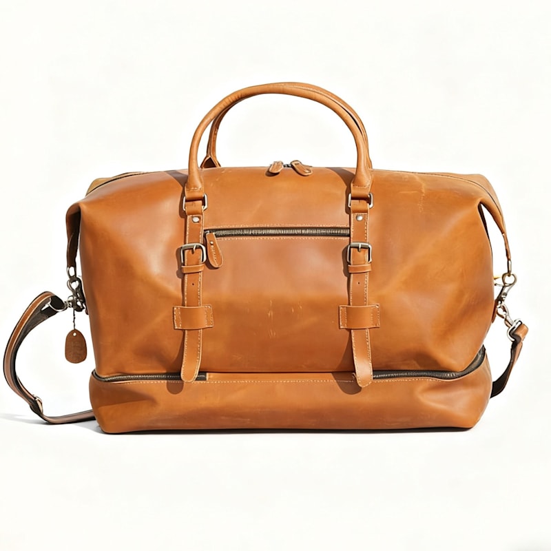 Thumbnail of Genuine Leather Duffel With Suit Compartment - Light Brown image