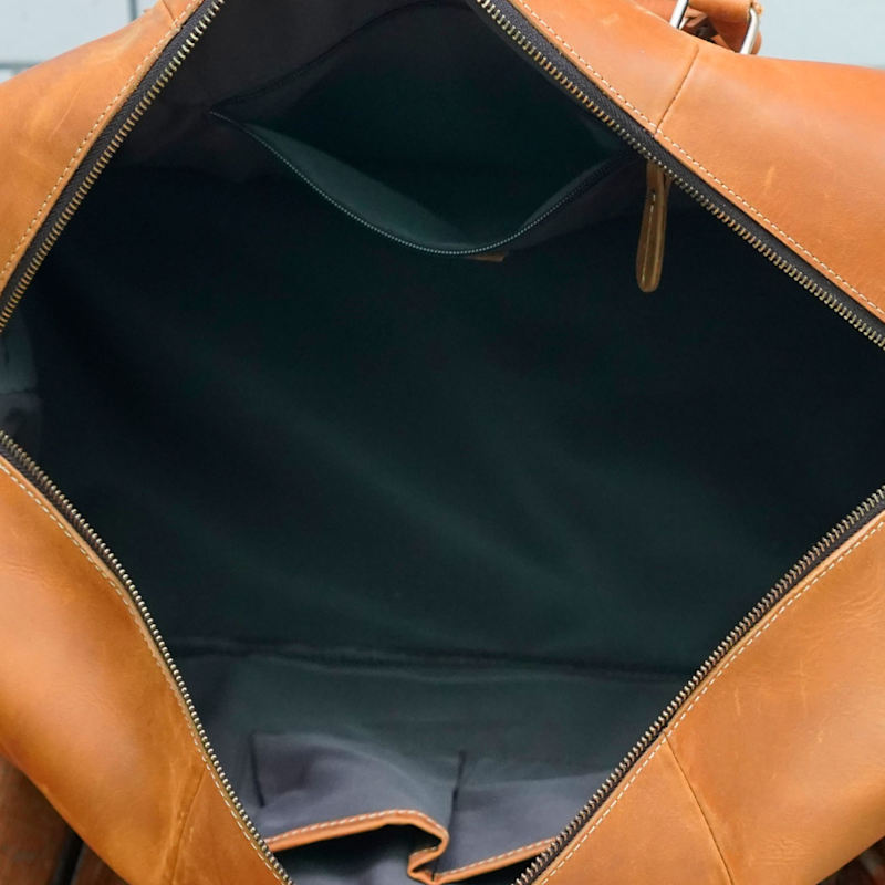 Thumbnail of Genuine Leather Duffel With Zip Pocket - Dark Brown image
