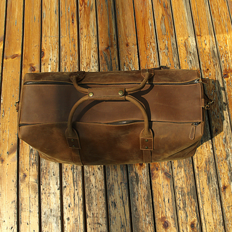 Thumbnail of Genuine Leather Holdall Luggage Bag - Browns image