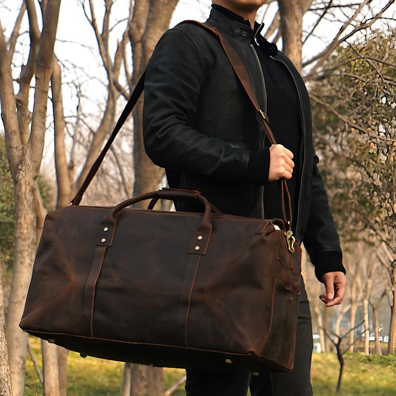Thumbnail of Genuine Leather Holdall Luggage Bag - Dark Browns image