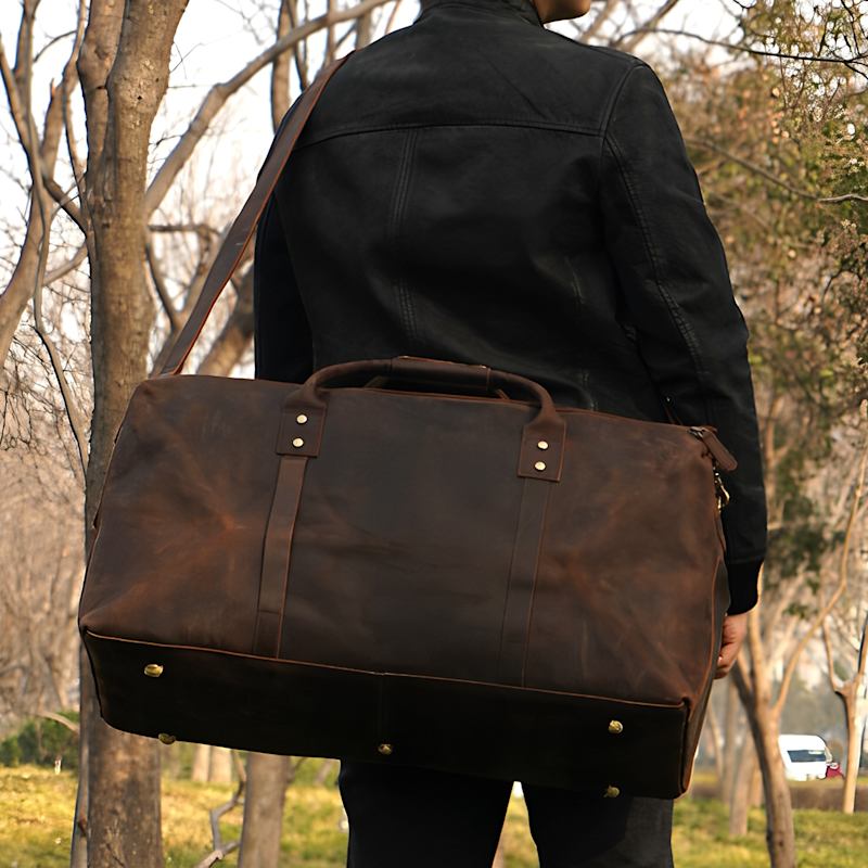 Thumbnail of Genuine Leather Holdall Luggage Bag - Dark Browns image
