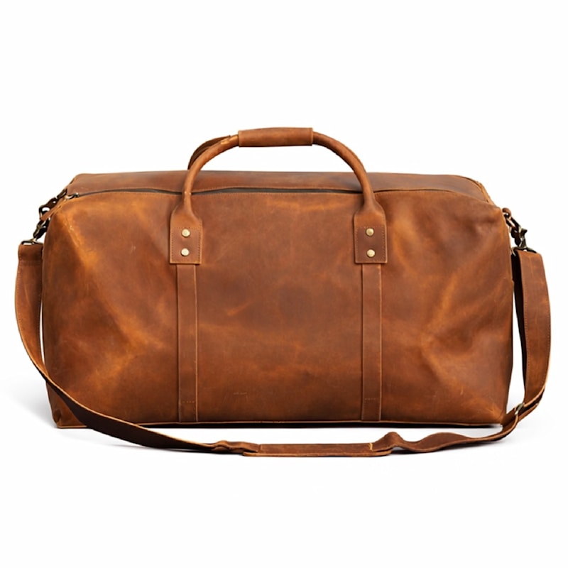 Thumbnail of Genuine Leather Holdall Luggage Bag- Light Brown image