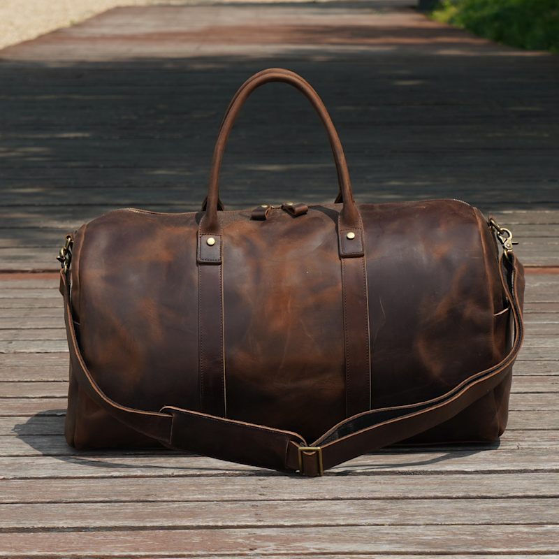 Thumbnail of Genuine Leather Holdall - Worn Dark Brown image