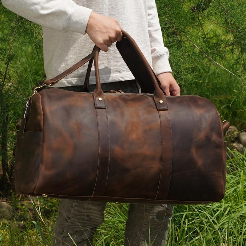 Thumbnail of Genuine Leather Holdall - Worn Dark Brown image