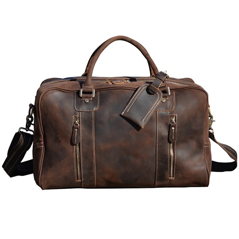 Thumbnail of Genuine Leather Over Night Bag - Dark Brown image
