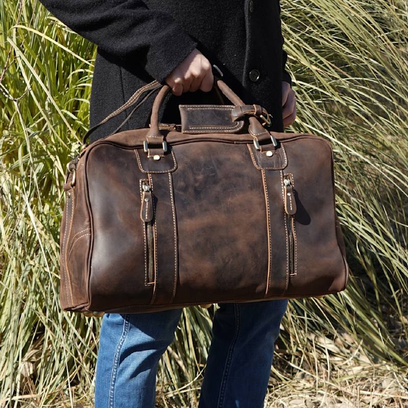 Thumbnail of Genuine Leather Over Night Bag - Dark Brown image