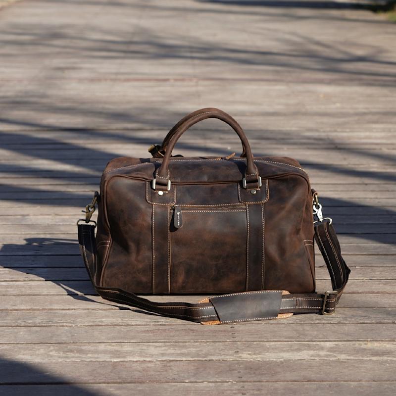 Thumbnail of Genuine Leather Over Night Bag - Dark Brown image