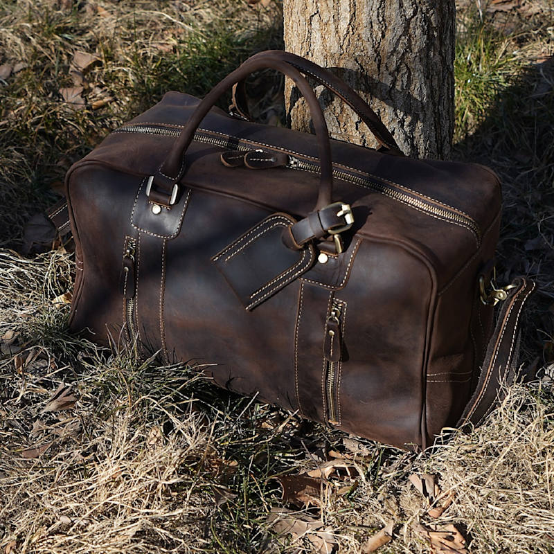 Thumbnail of Genuine Leather Over Night Bag - Dark Brown image