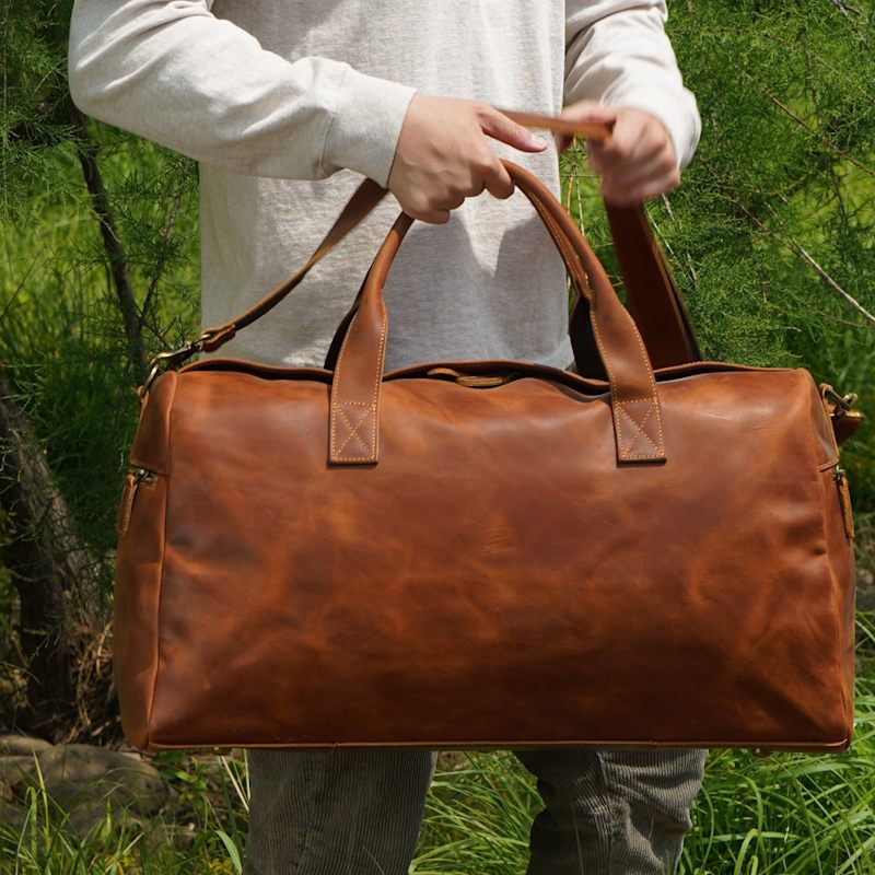 Thumbnail of Genuine Leather Weekend Bag - Light Brown image