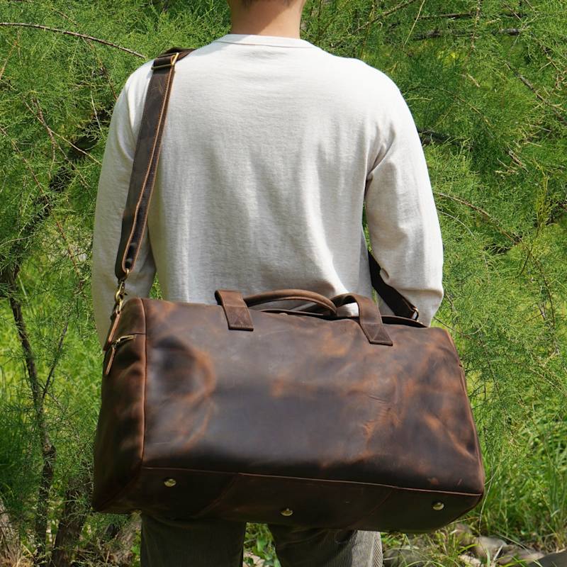 Thumbnail of Genuine Leather Weekend Bag - Worn Dark Brown image