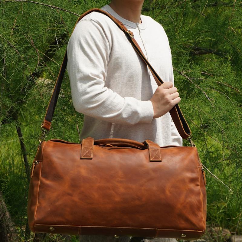 Thumbnail of Genuine Leather Weekender Holdall - Brown image