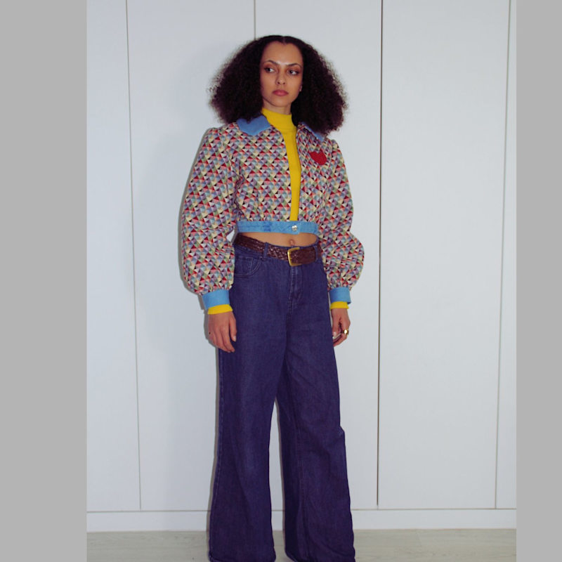 Thumbnail of Geometric Tapestry Cropped Bomber Jacket image