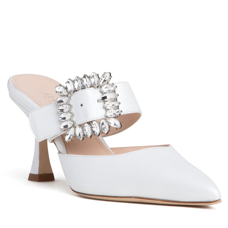 Thumbnail of Georgina White Pearlized Leather Mule Elegant & Sexy With Jewels Wedding Bridal For Evening Wear image