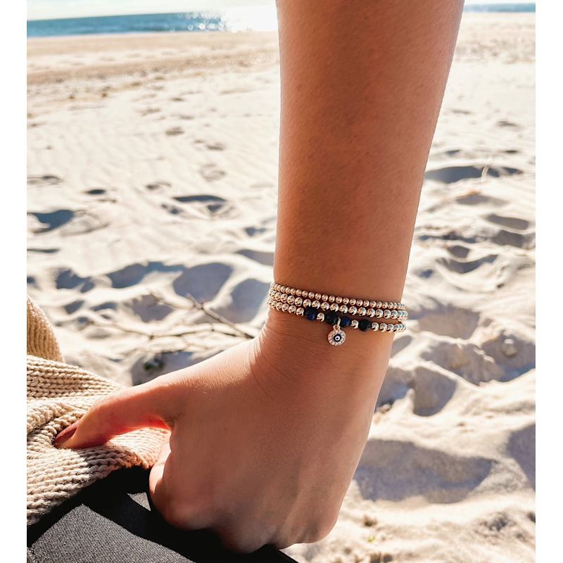 Thumbnail of Beaded Evil Eye Gold Bracelet image