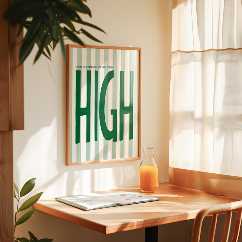 Thumbnail of Getting High Oasis Retro Music song lyric Art Print image