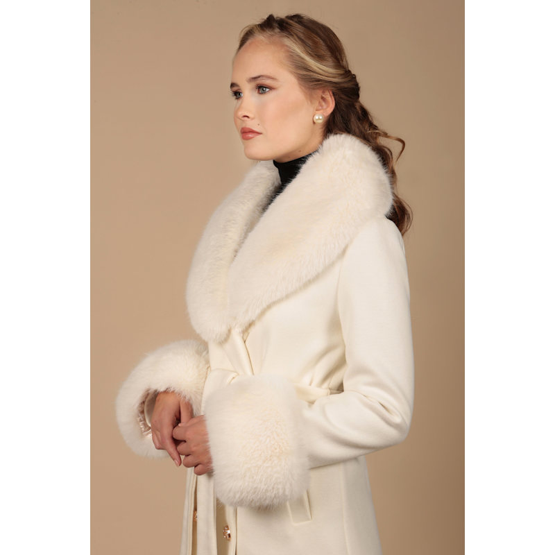 Thumbnail of Marlene Cashmere & Wool Coat With Faux Fur In White image