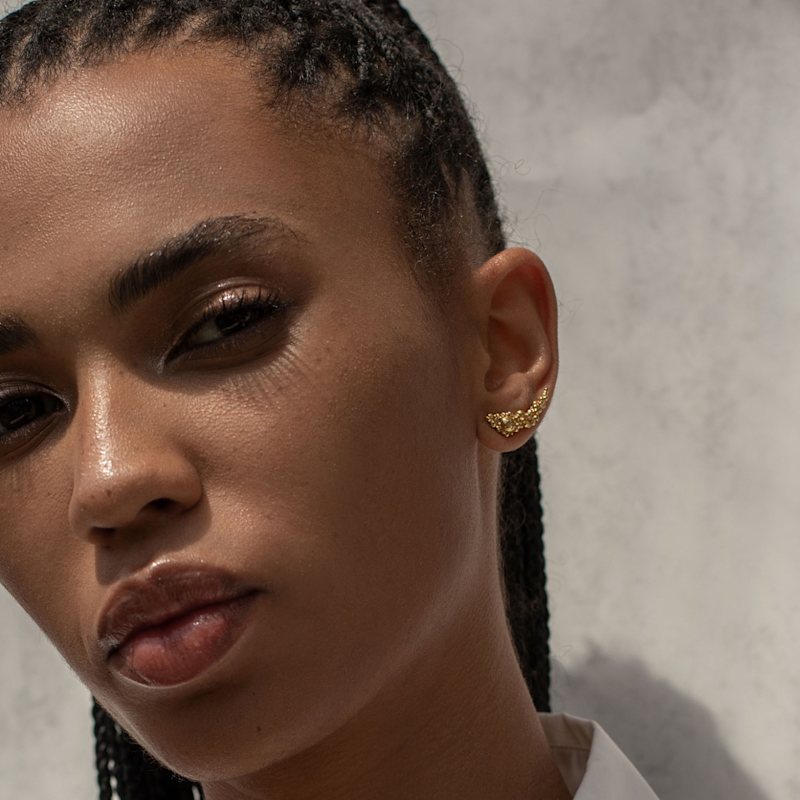 Thumbnail of Céleste Deux Asymmetrical Stud Earrings Gold image