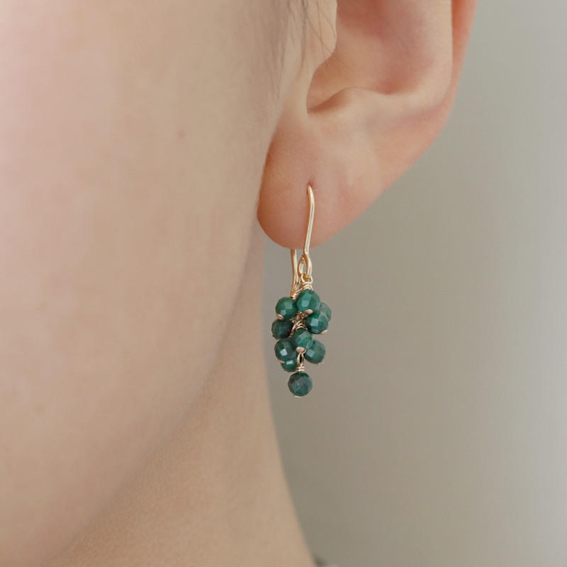 Thumbnail of Green Malachite  Cluster Drop Earrings image