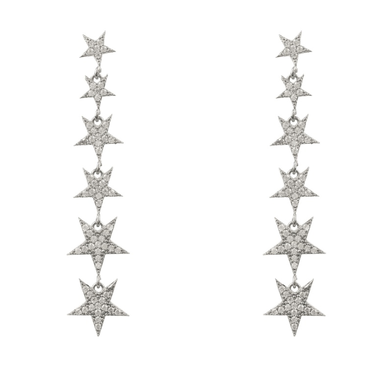Thumbnail of Graduated Star Drop Earring Sterling Silver image