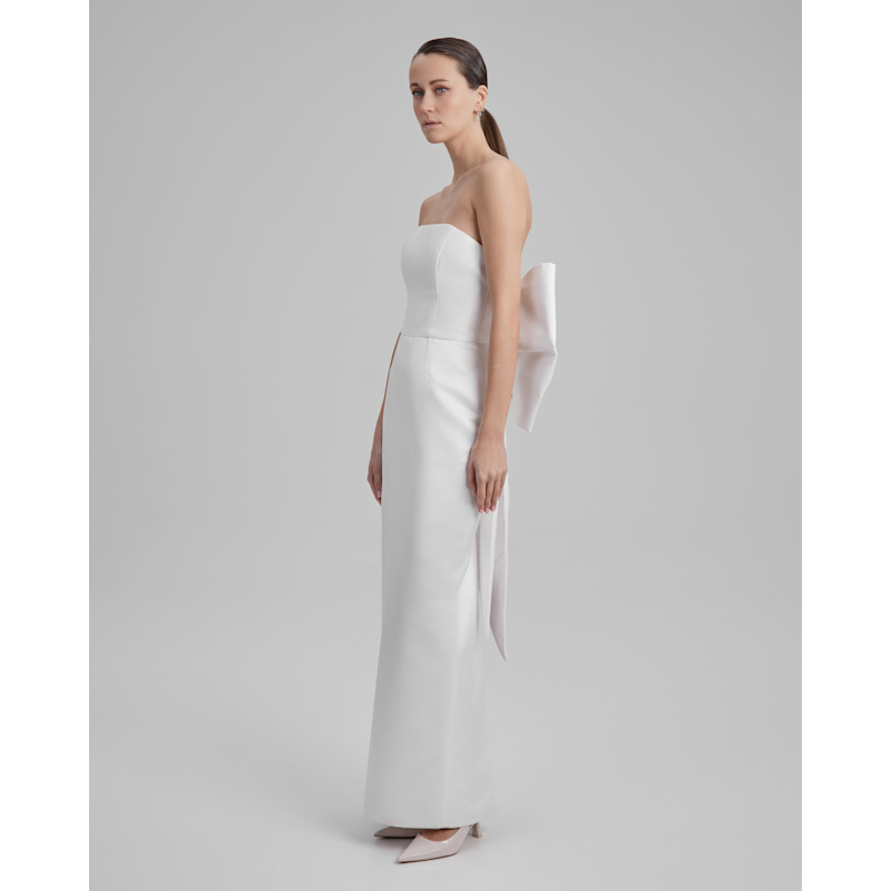 Ba Special Moments Gigi Strapless Gown With Bow - White