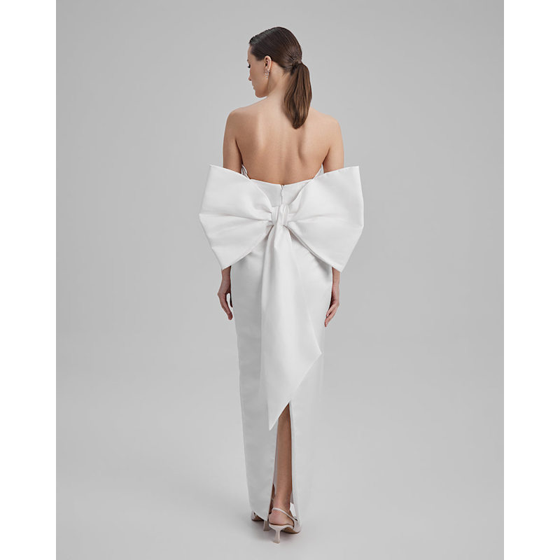 Gigi Dress + Big Bow | Strapless Cone Maxi In White | BA Special Moments |  Wolf & Badger