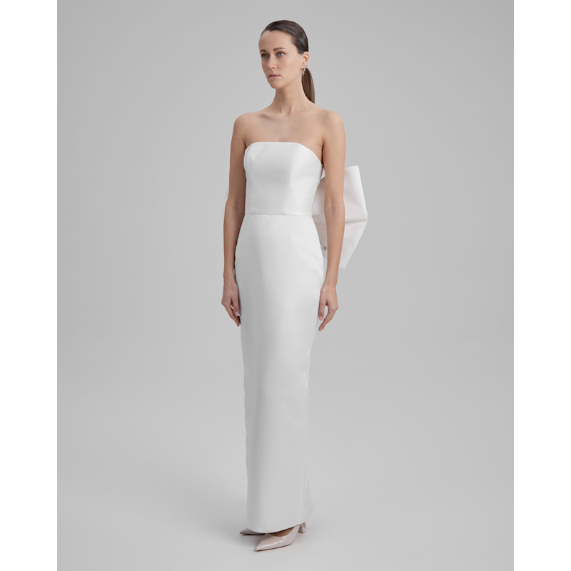 long sleeve white silk dress Chic A-line Long Sleeve Satin Wedding Dress Rustic White Bridal Gowns –  SELINADRESS