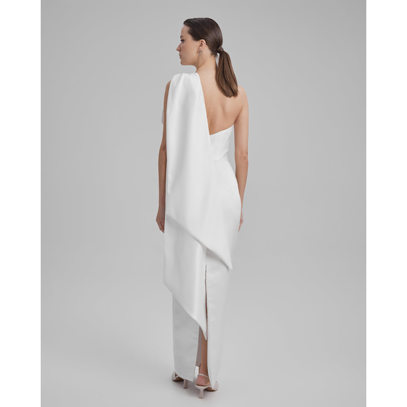 Thumbnail of Gigi Dress + Cape Bow | Strapless Cone Maxi In White image