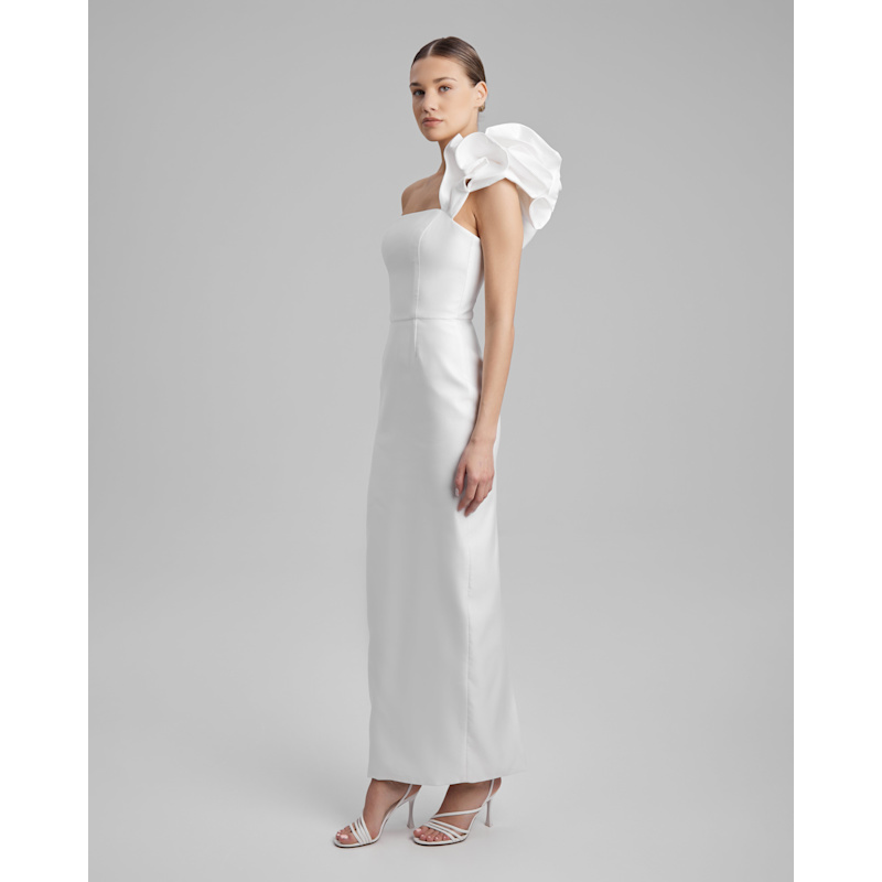 Thumbnail of Gigi Dress + Frill | Strapless Cone Maxi In White image