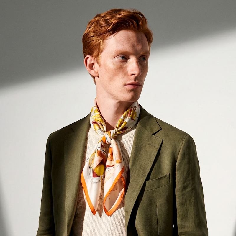Thumbnail of Gilda Oil Green Square Silk Scarf image