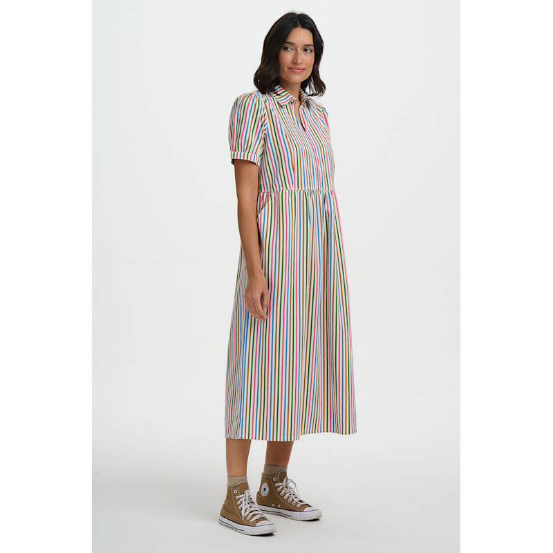 Thumbnail of Gillian Midi Smock Dress Multi, Colourful Canvas Stripe image