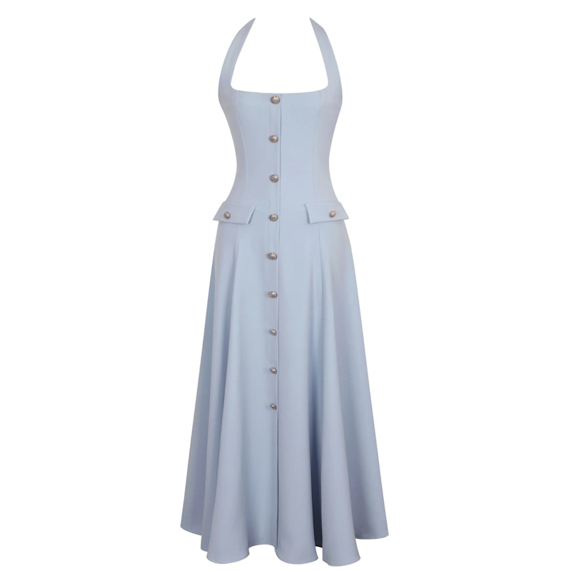 blue halter neck midi dress Mierah Halter Midi Dress / Cobalt Blue | MESHKI main image 0