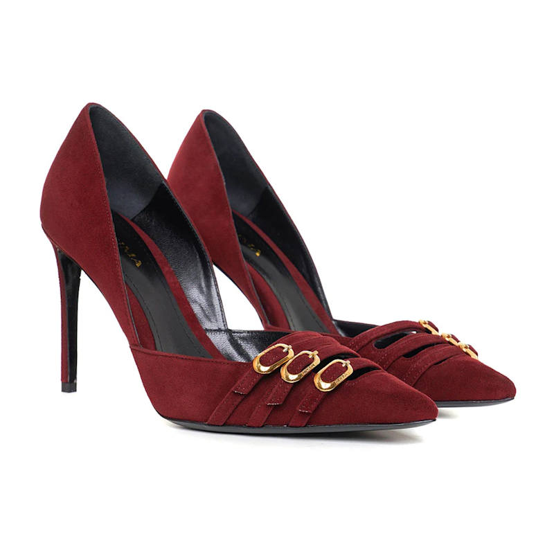 Thumbnail of Gina Suede Stiletto, Burgundy - Premium Collection image