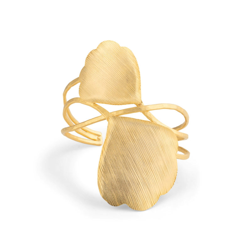 Thumbnail of Ginko Leaf Gold Plated Wrap Cuff Bracelet image