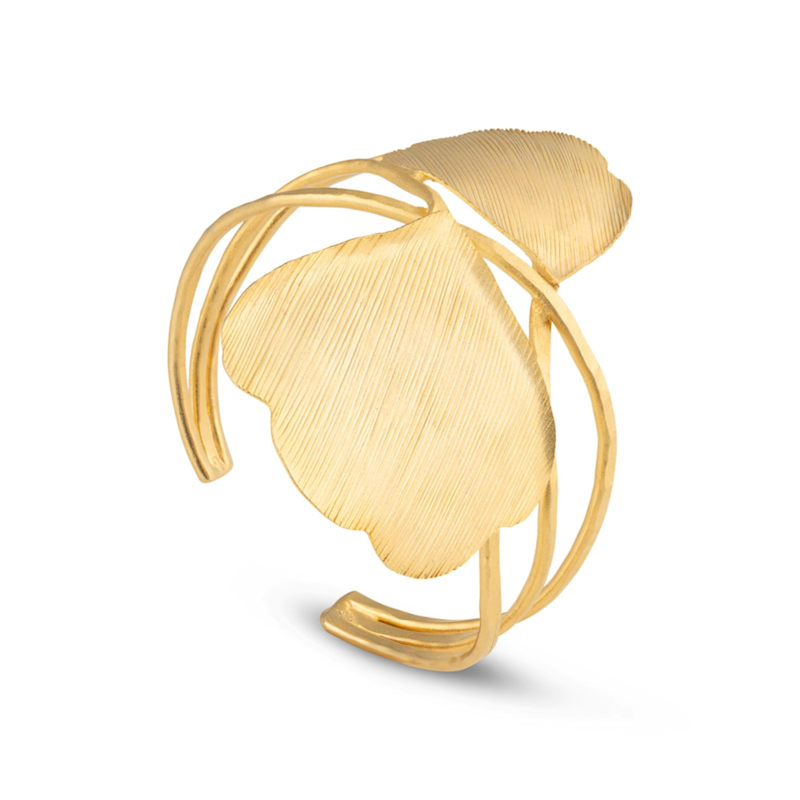 Thumbnail of Ginko Leaf Gold Plated Wrap Cuff Bracelet image