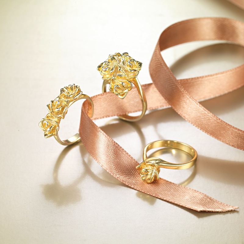 Thumbnail of Gold Vermeil Rose Solitaire Ring For Women – Single Flower Statement Jewel image