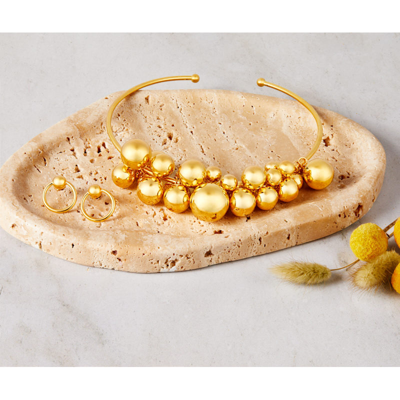 Thumbnail of Venetia Clustered Gold Plated Sterling Silver Globe Necklace image