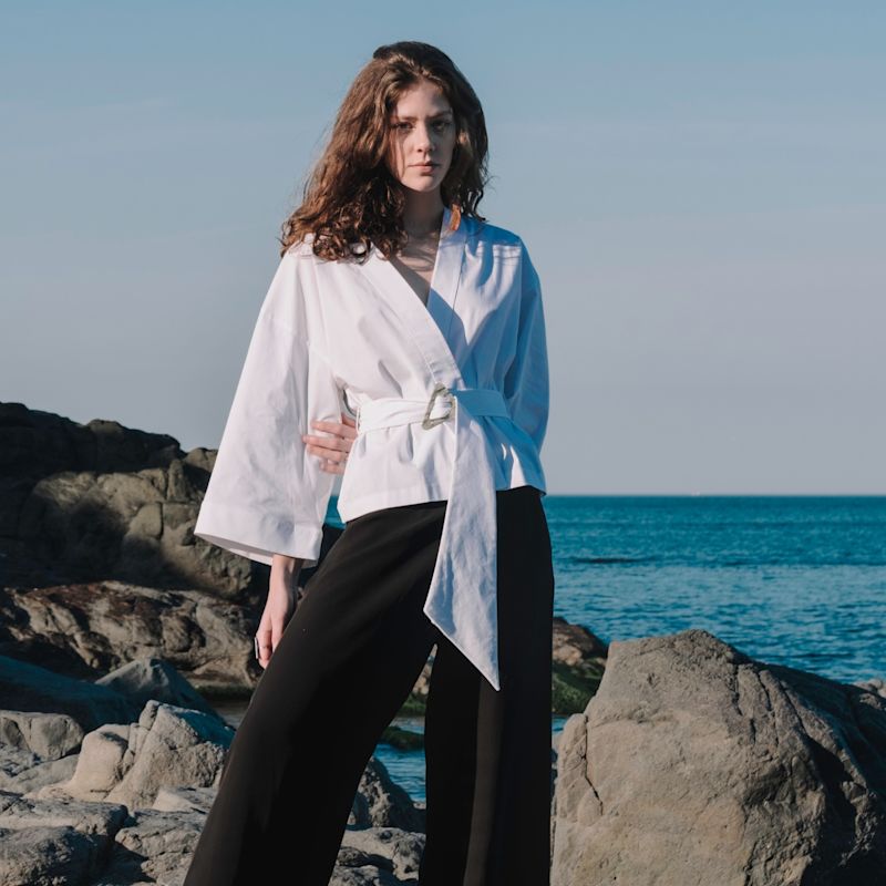 Kimono Shirt White | Mirimalist | Wolf & Badger