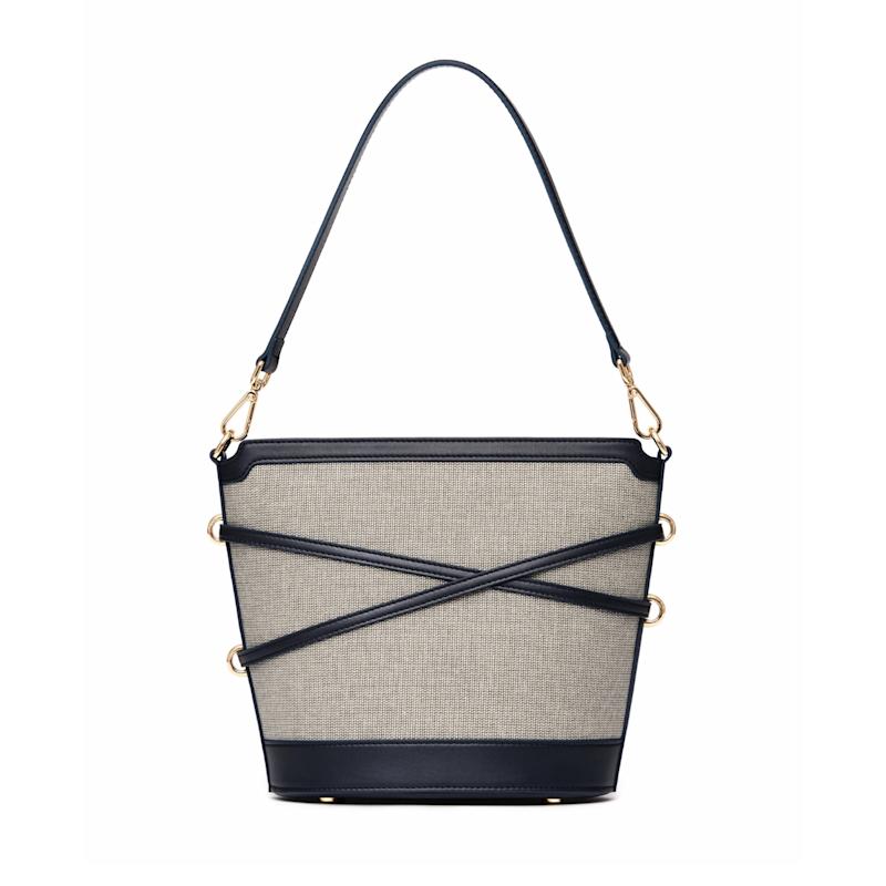 Thumbnail of Glacier Canvas Vegan Leather Bucket Bag - Deep Navy image
